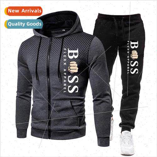 Fall and winter mens sweater fashion polka dot zipper hooded