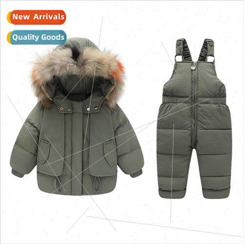 Winter childrens down jacket suit Korean  of the large fur c