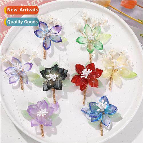 Ancient  glazed headdress small fresh bell orchid flowers di