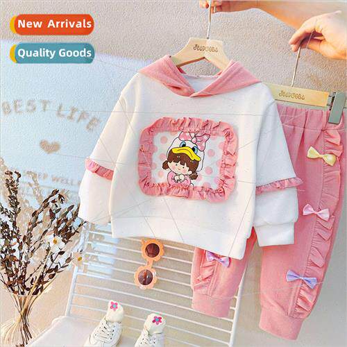 Girls fall hooded sweatshirt pants two-piece fall baby casua