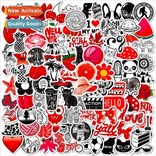 100 small size 4cm red and black mix VSCO stickers small fre