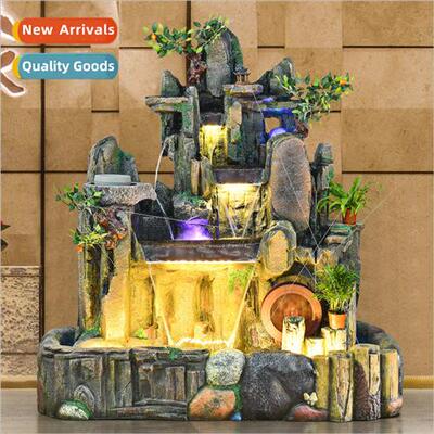 Large rockery water fountain hotel fishpond feng shui wheel