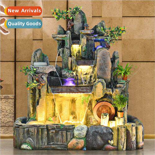 Large rockery water fountain hotel fishpond feng shui wheel