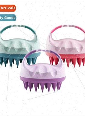 Wheat straw silicone shampoo brush clean scalp artifact hous