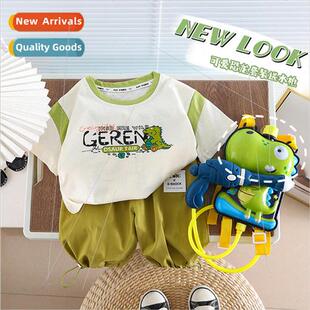 Model 2023 Water Gun Dinosaur Set Cotton T-Shirt Casual Pant