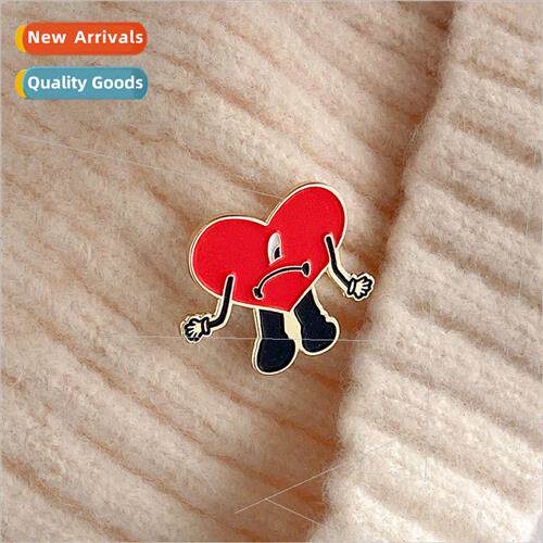 New creative red love cartoon characters alloy badge sweater