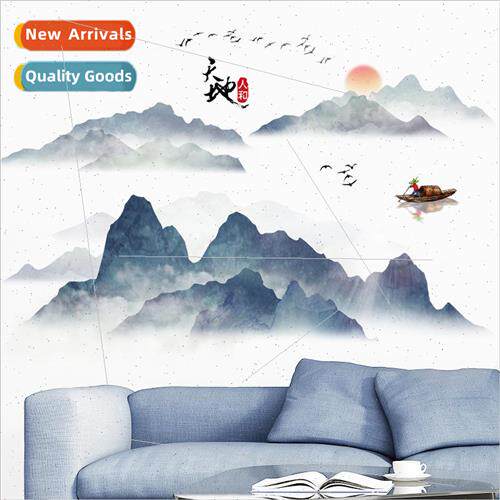 Chinese  ink landscape self-adhesive wallpaper bedroom wallp