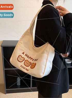 ins canvas bag female large capacity students classroom shou