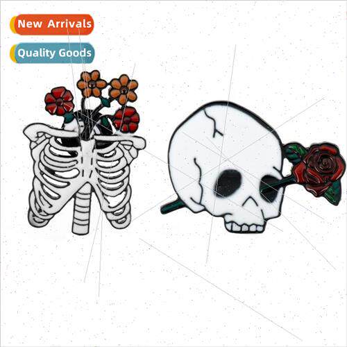 Creative Alloy Brooch Chest Skull Rose Brooch Bag Cowboy Clo