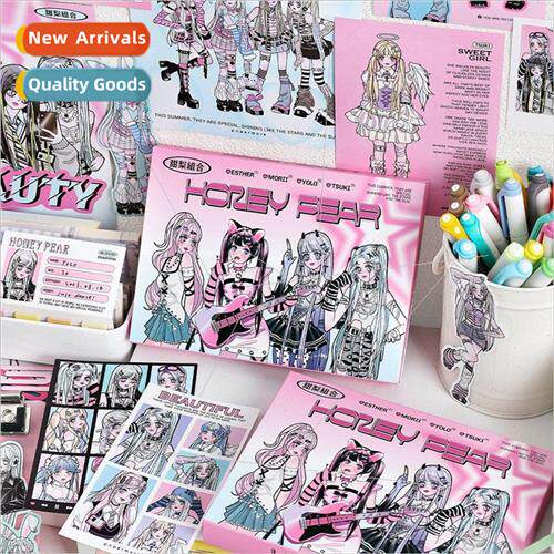 Sweet pear combination material package Korean cartoon girl