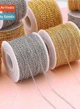 Color preservation 14K gold fine chain flattened extension O