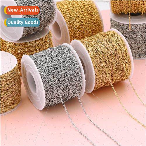 Color preservation 14K gold fine chain flattened extension O