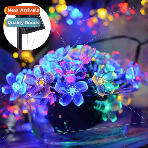 Solar ght String 50LED Peach Blossom Outdoor Garden Decorati