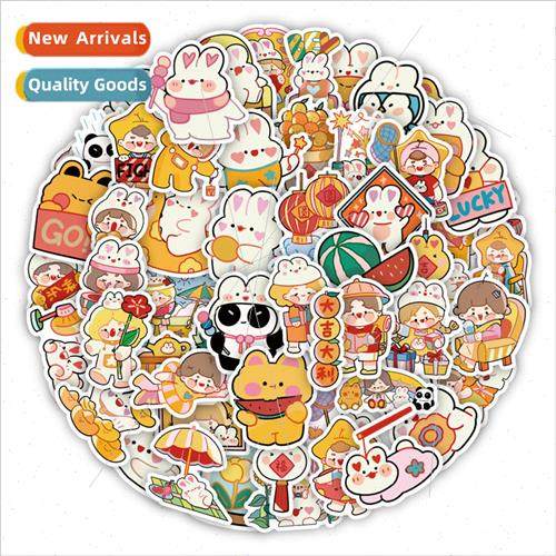 60 cute rabbit year of great luck cartoon handbook stickers