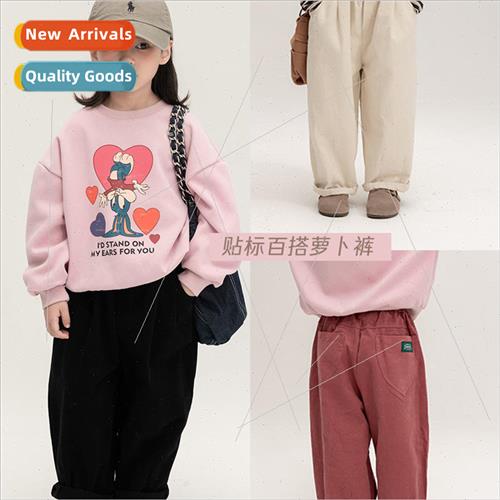 2023 Autumn childrens casual pants Korean  of the labeling s