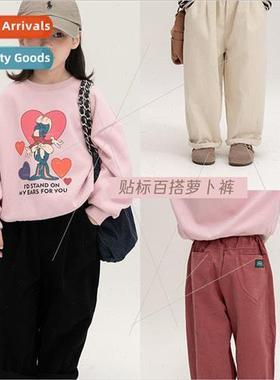 2023 Autumn childrens casual pants Korean  of the labeling s
