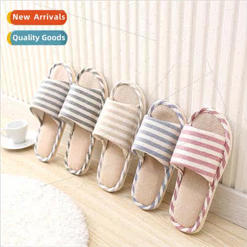 Striped linen four seasons indoor slippers cotton couple -sl