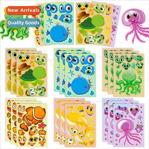 6pcs/pack jellyfish ocean face changing stickers DIY kids re