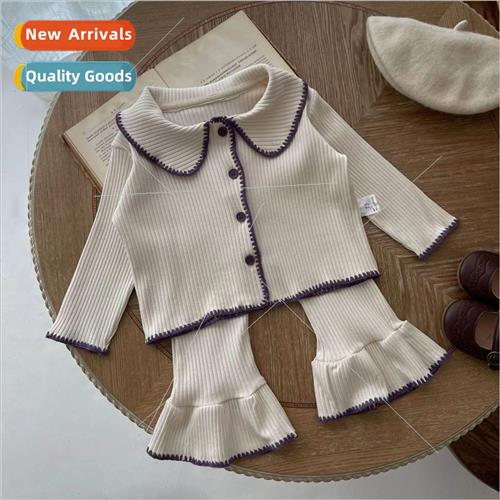 2023 Korean Autumn Knit Separate Suit Clashing Cardigan Flar