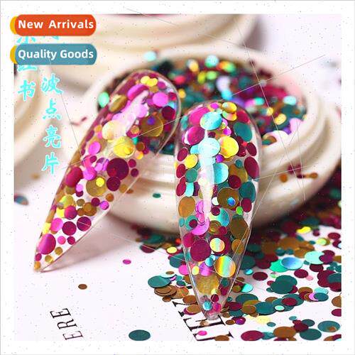 Nail round jewelry patches colorful polka dots size mixed wh