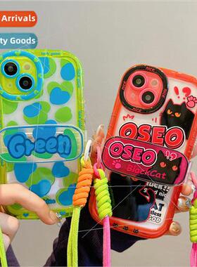 Creative English small black cat 适用 Apple 14/13ProMax back