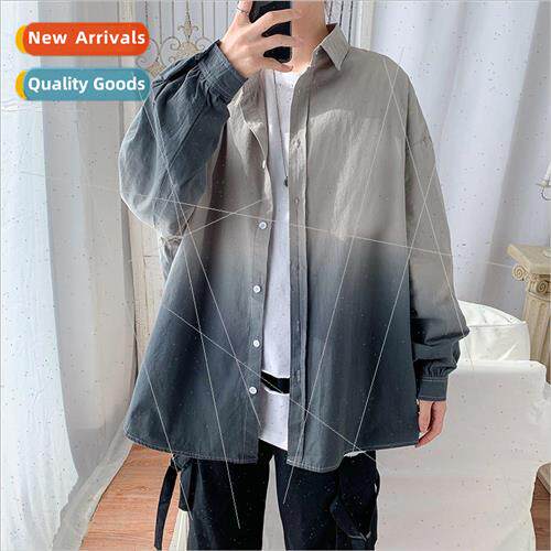 Spring new shirt men Korean nd handsome gradient color loose