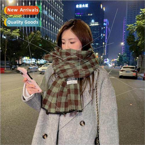 New wrapped green plaid fashion Korean  of imitation cashmer