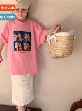 2023X60 Fashionable woman T-shirt + white lace skirt