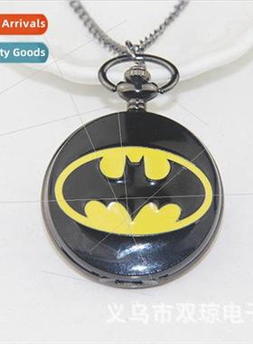 Black Batman Pattern Pocket Watch Necklace Hanging Watch Cre