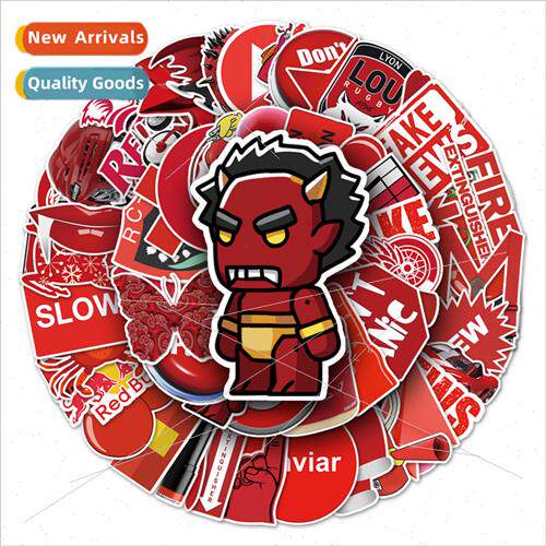 52 red cartoon graffiti stickers luggage suitcase suitcase s