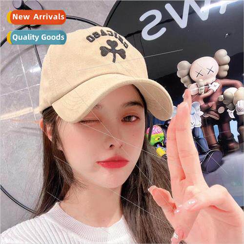 Ins Korean three leaves embroidered soft top baseball cap sh