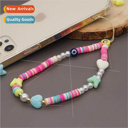 ins ethnic bohemian  acrylic peach heart butterfly phone rop