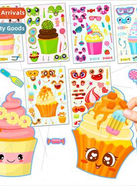 6/pack ice cream cake face swap stickers children cartoon fu