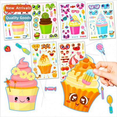 6/pack ice cream cake face swap stickers children cartoon fu