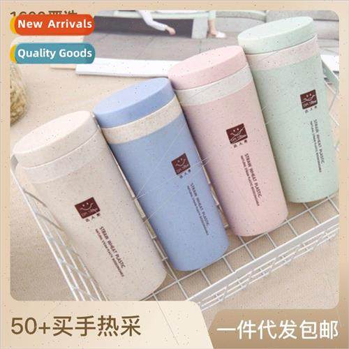 Home Creative Wheat Straw Thermal Mug Double Insulated Handh
