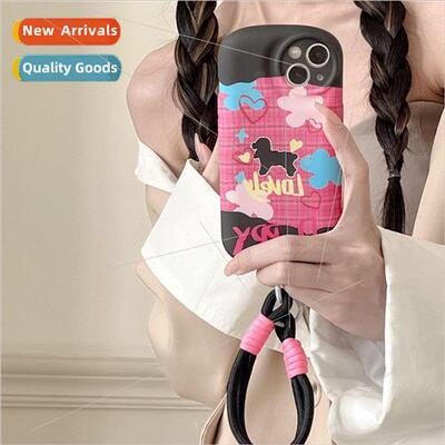 Niche ins checkered dog 适用 iPhone 12 lanyard 14ProMax Appl