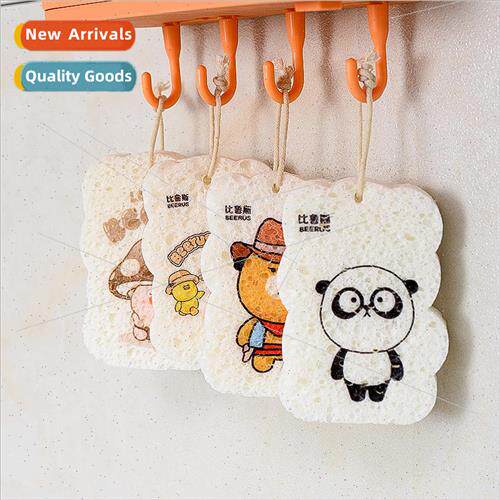 Compressed wood pulp cotton sponge wipe kitchen natural wood