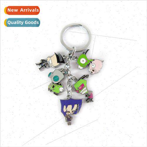 Peripheral Alien Invaders Colorful Metal Figurine 5 Pendant