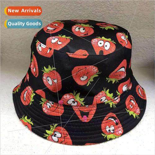 Multi fruit pattern new double-sided fishermans hat outdoor