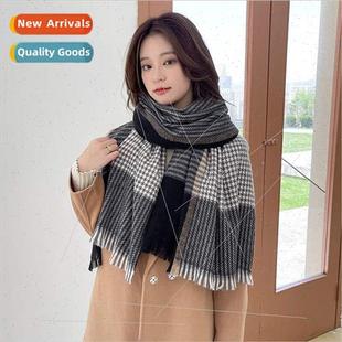 female Thousand Bird Winter warm scarf Grid versatile Korean