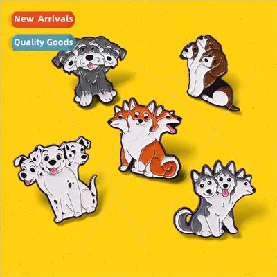 New small animal brooch three-headed dog badge alternative