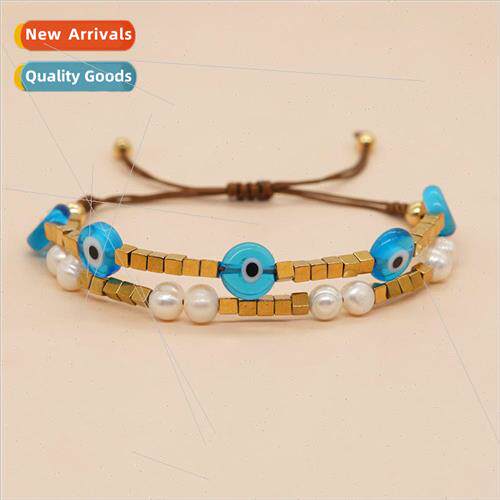New bohemian  gold-plated iron gallstone glazed eyes natural