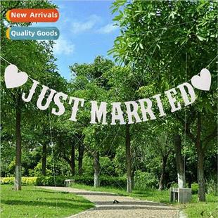 Gold Pull Stage Fishtail Birt MARRIED Hot JUST Alphabet Flag