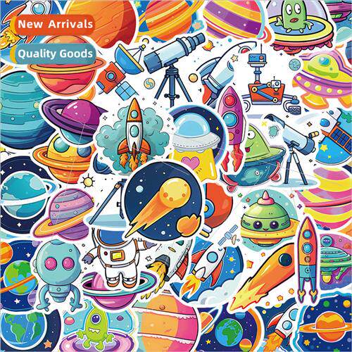50 fantasy hand-painted space cartoon stickers cell phone ca