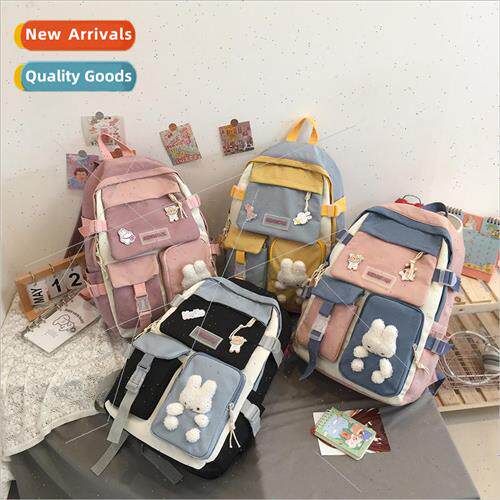 Korea color blocking schoolbag female new autumn and winter