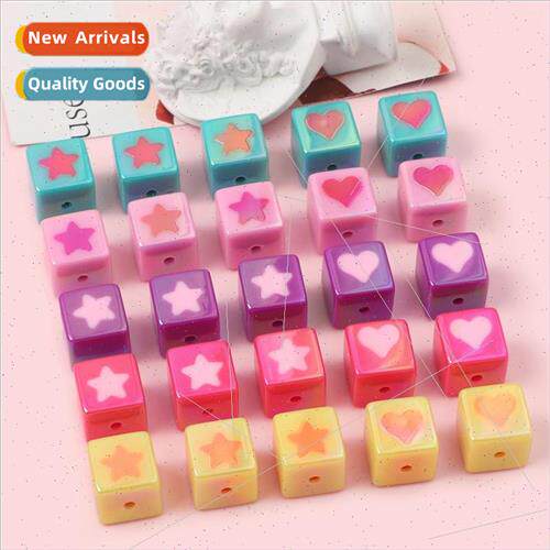 Acrylic colorful plated square beads two-color beads DIY han