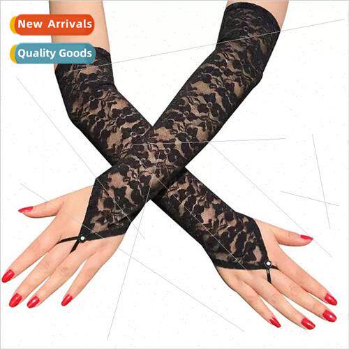 Gloves mesh thin section long sunscreen half-finger ladies l