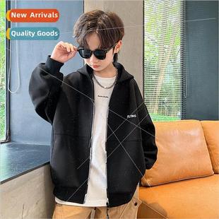 Boys jacket spring and fall 2023 new childrens hooded cardig