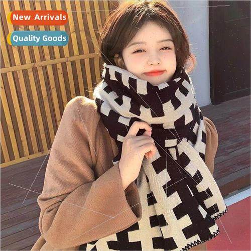 Plaid scarf female fashion winter new big senior sense of im