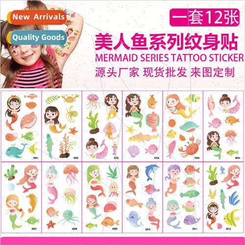 New childrens cartoon mermaid tattoo stickers cute fun water